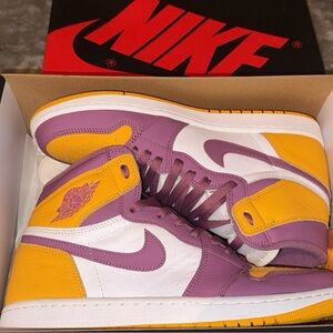 Nike Air Jordan 1 High Purple and Yellow Sneakers